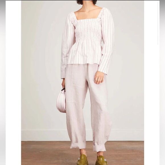 Ganni Shrinking Violet Cotton Smock Top Blouse - Picture 9 of 10